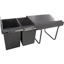 Poubelle Tri Sélectif 2x20L Gris pour meuble bas