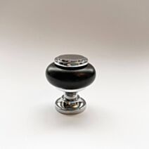 Poignée Bouton Métal Chromée + Epoxy Noir ∅3cm