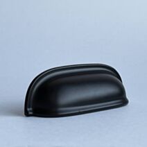 Poignée coupelle meuble de cuisine 9cm noir mat