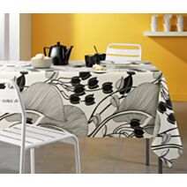 Nappe coton enduit muguet noir et blanc 15m