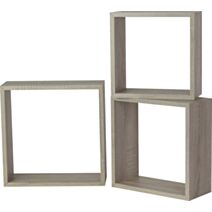 Set de 3 étagères cube murales coloris chêne Sanoma