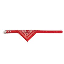 Collier bandana cuir synthétique 30 x 1 cm rouge - ZAMIBO