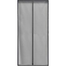 Rideau de porte moustiquaire aimante, encadrement 100x220cm gris/toile grise - LUANCE