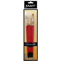 Set de 5 pinceaux ronds n°000/00/0 plat n°4 acrylique/huile - AMT