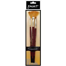 Set de 3 pinceaux évantail n°4 plat n°2 rond n°0 acrylique/huile - AMT