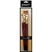 Set de 3 pinceaux plats n°0/6/8 acrylique/huile - AMT