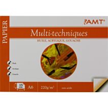 Bloc de papier Multi-techniques 15 feuilles 220gr/m² format A6 - AMT
