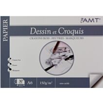 Bloc de papier Dessins et croquis 30 feuilles 150gr/m² format A6 - AMT