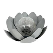 Nénuphar solaire métal gris verre craquelé 25cm - GALIX