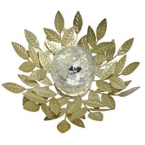 Nénuphar solaire métal or 26cm verre craquelé - GALIX