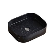 Vasque à poser Nera ovale noire imitation marbre céramique L45xH11xP38cm