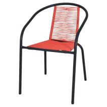 Fauteuil de jardin acier + résine tressée Bistrot 2 rouge