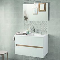 Meuble Salle de Bain Tempo + miroir 80x45x50cm blanc