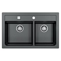 Evier 2 bac 79x50cm Atrox+ noir - DIADEM