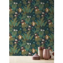 Papier peint vinyle expansé compact intissé Cacatoès vleu vert 10x0,53m