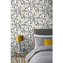 Papier peint vinyle expansécompact intissé "matisse" blanc noir 10x0,53m