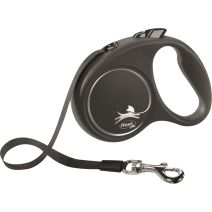Laisse sangle flexi BLACK DESIGN S: 5 m noir