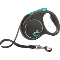 Laisse sangle flexi BLACK DESIGN S: 5 m bleu