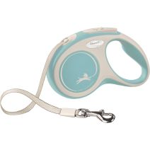 Laisse sangle flexi New COMFORT S: 5 m bleu clair