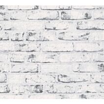 Papier Peint Vinyl Expansé Intissé Imitation Brique Blanc/Gris 5,3m² - AS CREATION