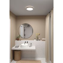 Plafonnier LED Ø30cm 15W 1700lm 3000K plastique tissu beige 230V Cosara - PAULMANN