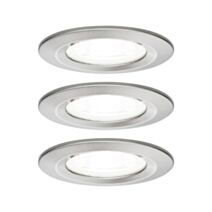 3 Spots LED encastrés Nova IP44 6,5W 4000K 230V GU10 Acier brossé/Alu zinc