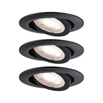 3 Spots LED semi-encastrés orientables 6W 3000K 230V Noir mat/plastique