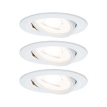 3 Spots LED encastrés orientables Nova IP44 6,5W 2700K 230V GU10 51mm Blanc dépoli/Alu