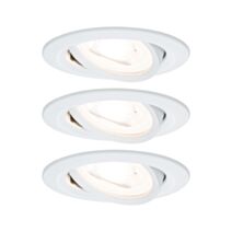 3 Spots LED encastrés Nova IP44 6,5W 230V GU10 51mm Blanc dépoli/Alu