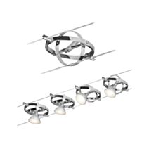 4 spots sur câble Cardan LED GU5.3 10W Chromé