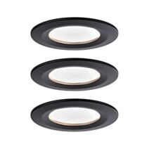 3 spots LED encastrés fixes ronds Nova noir 6W - PAULMANN