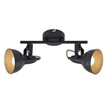 Plafonnier 2 spots rotatifs métal / noir-doré