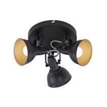 Plafonnier 3 spots rotatifs métal noir/doré