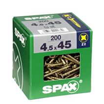 200 vis 4,5x45 tête fraisée empreinte PZ2 jaune SPAX