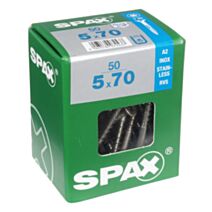 50 vis 5x70 tête fraisée empreinte t-star+ T20 inoxA2 SPAX
