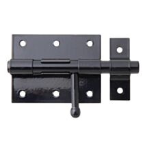 Verrou de box bouton + gâche attachée Ø11,5mm 5,6x11,6cm noir - ALBERTS