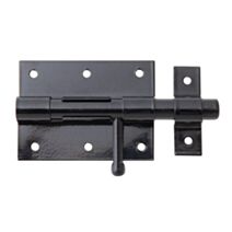 Verrou de box bouton + gâche attachée Ø13,5mm 6,7x13cm noir - ALBERTS