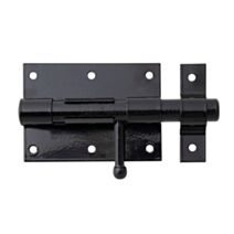 Verrou de box bouton + gâche attachée Ø15,5mm 6,7x13,5cm plastifié noir - ALBERTS