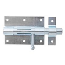 Verrou de box bouton + gâche attachée Ø15,5mm 6,7x13,5cm zingué - ALBERTS