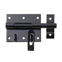 Verrou de box poignée plate + gâche attachée Ø11,5mm 6,4x11,6cm noir - ALBERTS
