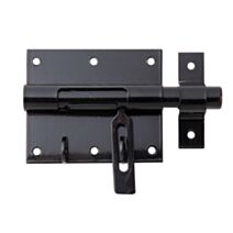 Verrou de box poignée plate + gâche attachée Ø15,5mm 7,9x13,5cm noir - ALBERTS