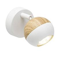 SCAN Spot patere LED en métal 11x10x8cm Blanc / bois clair