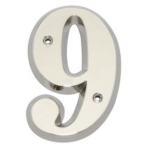 Chiffre 9 H80mm à visser en zamak nickel brillant - NOVAP