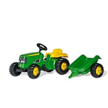 Tracteur à pédales RollyKid John Deere+remorque - ROLLY TOYS