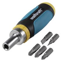 Mini-tournevis cliquet+ 5 Embouts F/PH - WOLFCRAFT 