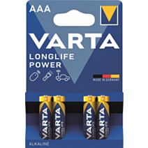 4 piles alcalines Longlife Power 4903 AAA - VARTA