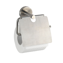Porte-papier toilette avec couvercle Bosio inox chromé mat - WENKO