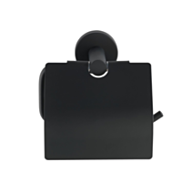 Porte-papier toilette avec couvercle Bosio inox noir mat - WENKO