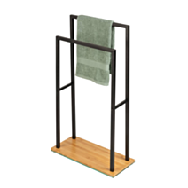 Porte-serviettes Bambusa acier/bambou noir/naturel