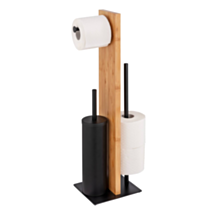 Combiné WC 3 en 1 Lesina bambou/acier naturel/noir
